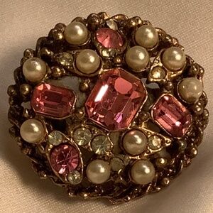 Pink Antique Rhinestone Pin